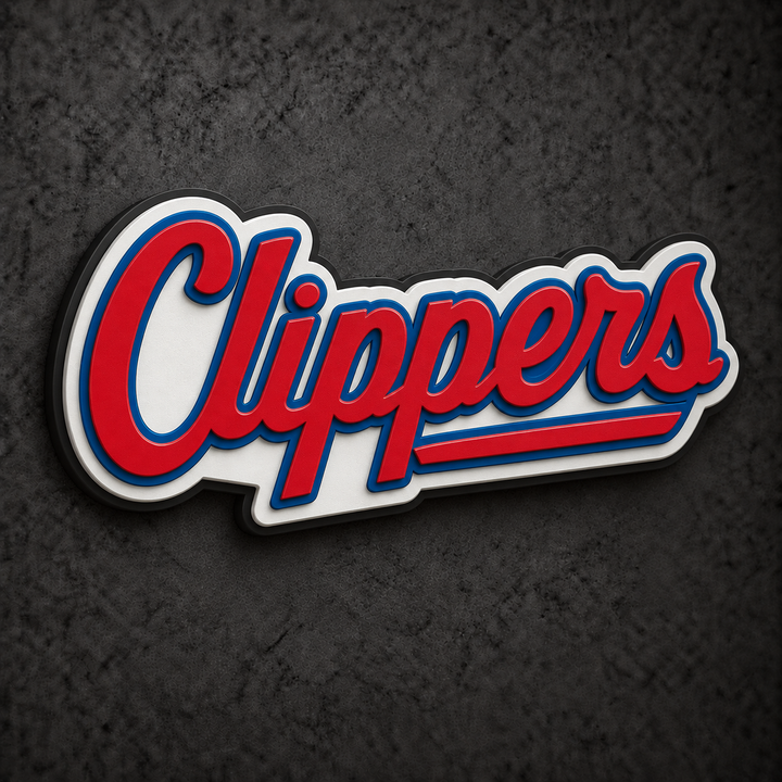 Los Angeles Clippers 3D Plaque with raised layered artwork on a dark charcoal wall