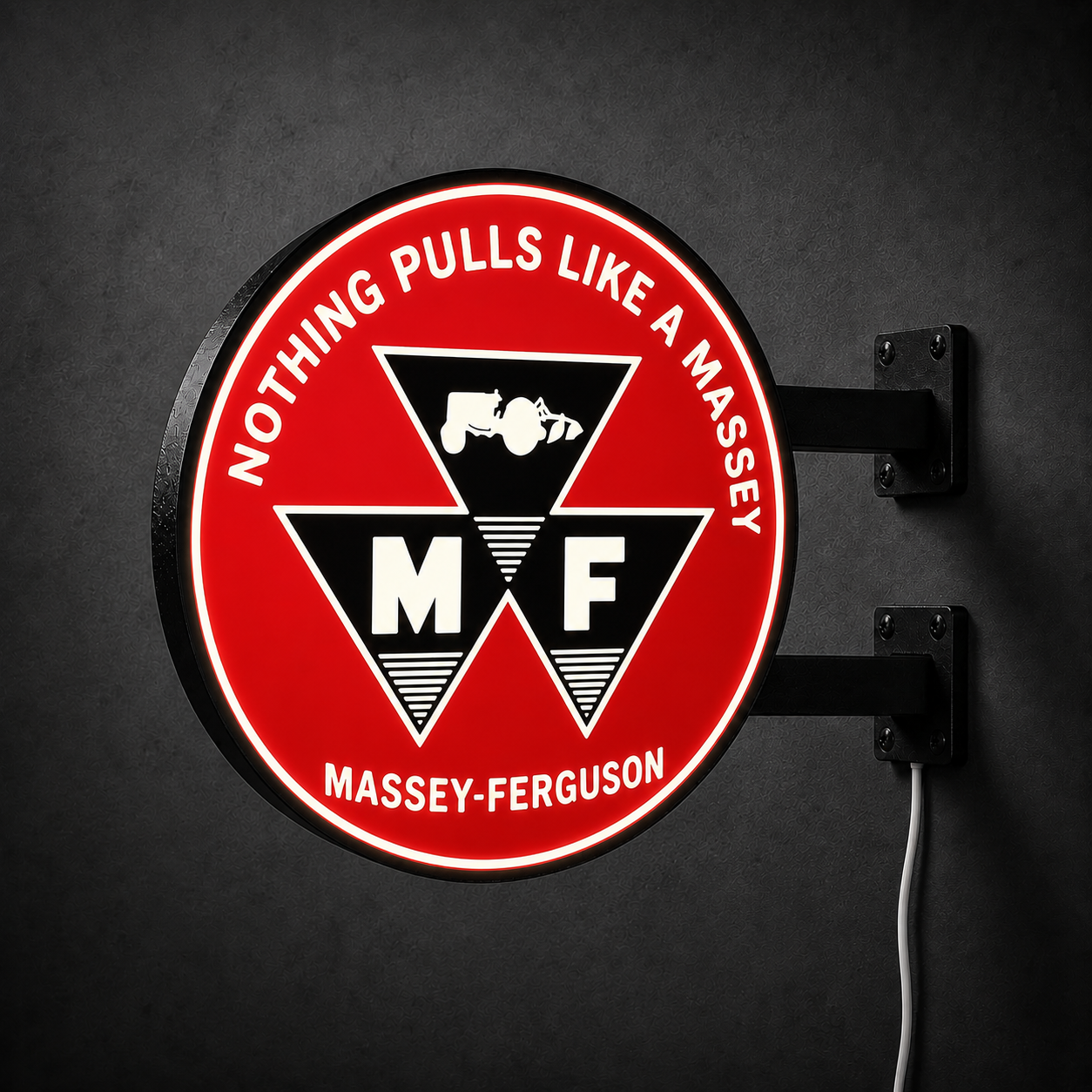 Vintage Massey Ferguson LED sign — left view