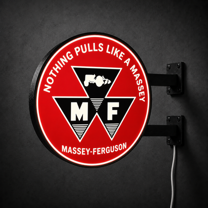 Vintage Massey Ferguson LED sign — left view