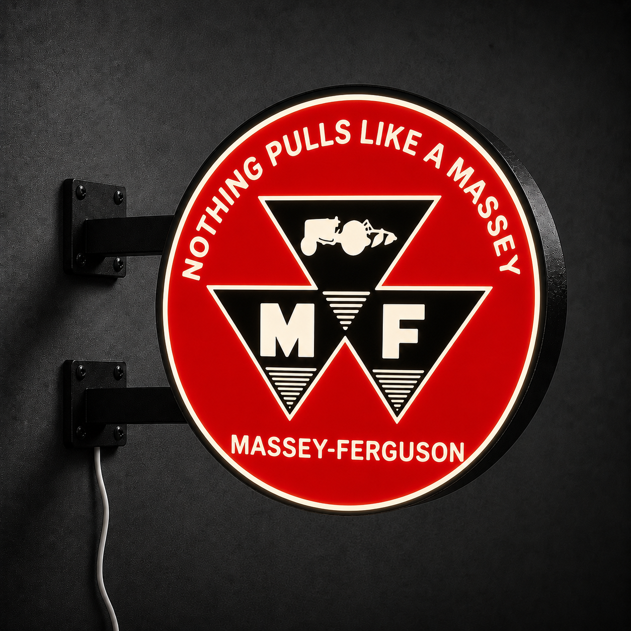 Vintage Massey Ferguson LED sign — right view