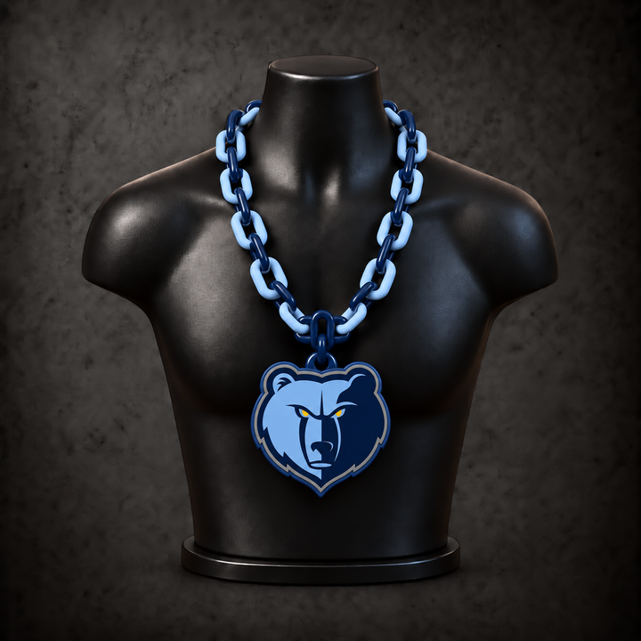Memphis Grizzlies Classic Hype Chain — deep navy blue / light powder blue alternating links