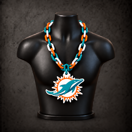 Miami Dolphins Classic Hype Chain — aqua teal / orange / white alternating links