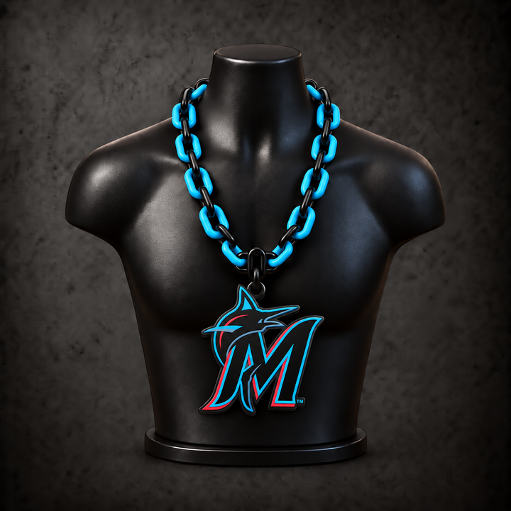 Miami Marlins Classic Hype Chain — black / bright cyan blue alternating links