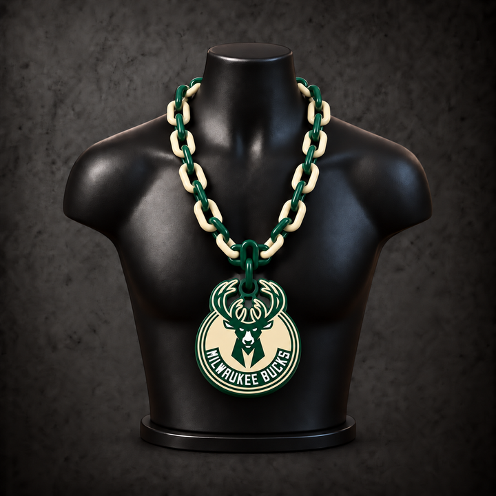 Milwaukee Bucks Classic Hype Chain — dark forest green / cream alternating links