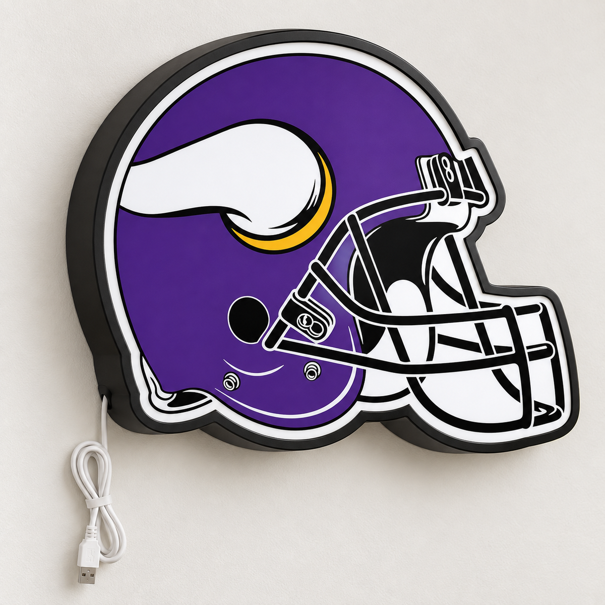 Minnesota Vikings Helmet LED Sign shown in daylight