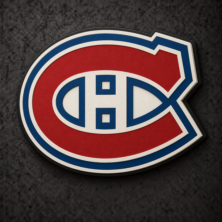 Montreal Canadiens 3D Plaque with raised layered artwork on a dark charcoal wall