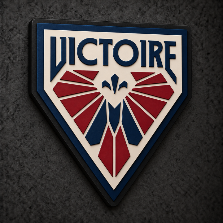 Montréal Victoire 3D Plaque with raised layered artwork on a dark charcoal wall
