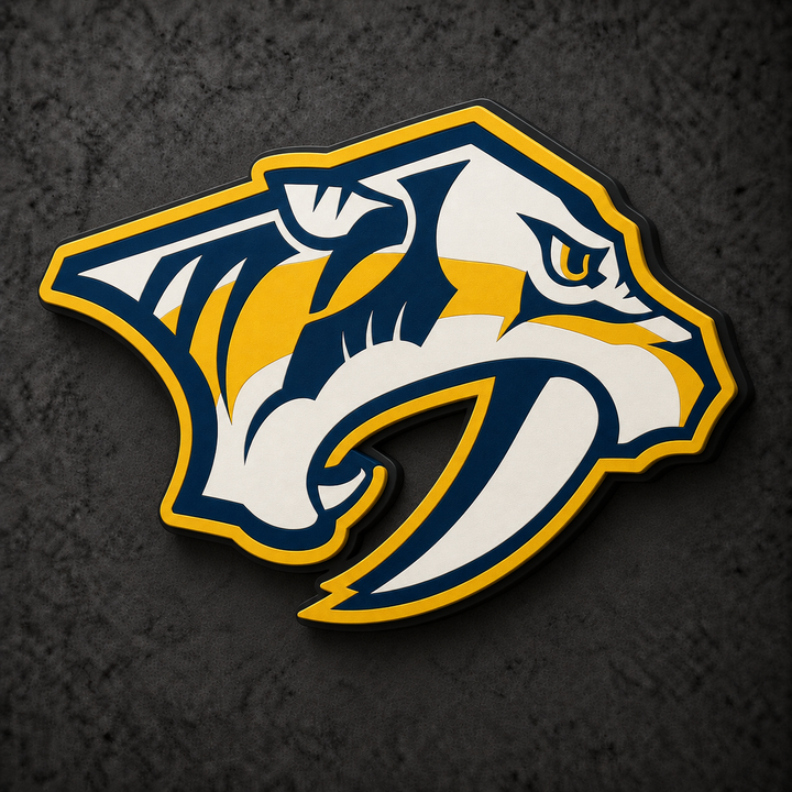Nashville Predators 3D Plaque with raised layered artwork on a dark charcoal wall