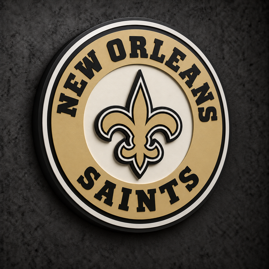 New Orleans Saints 3D Plaque with raised layered artwork on a dark charcoal wall