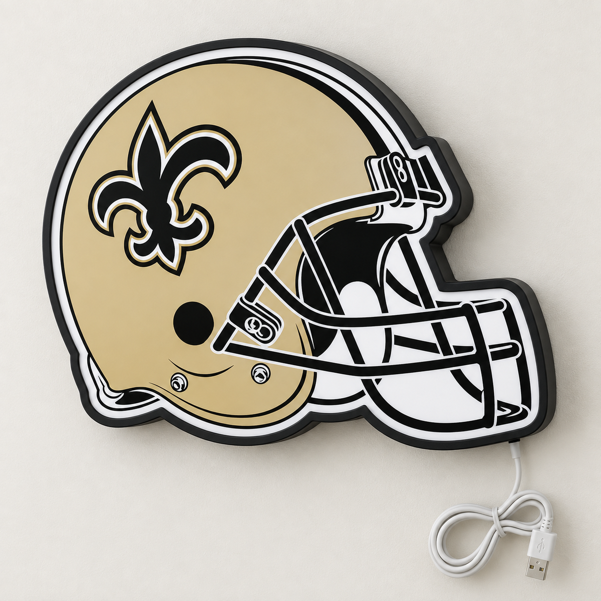 New Orleans Saints Helmet LED Sign shown in daylight