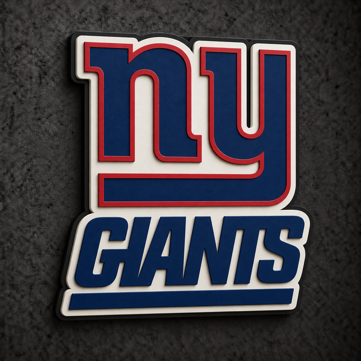 New York Giants 3D Plaque with raised layered artwork on a dark charcoal wall
