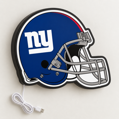 New York Giants Helmet LED Sign shown in daylight