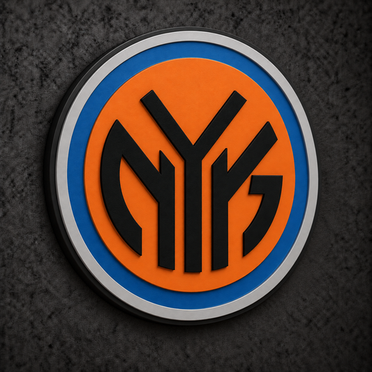 New York Knicks 3D Plaque with raised layered artwork on a dark charcoal wall