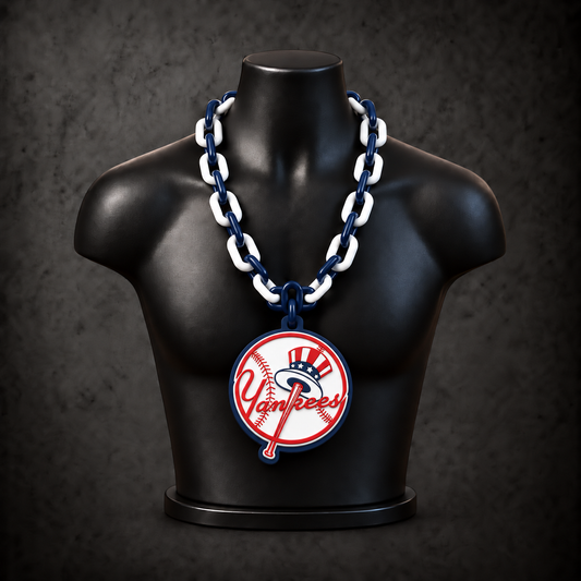New York Yankees Classic Hype Chain - deep navy blue / white chain on black display bust
