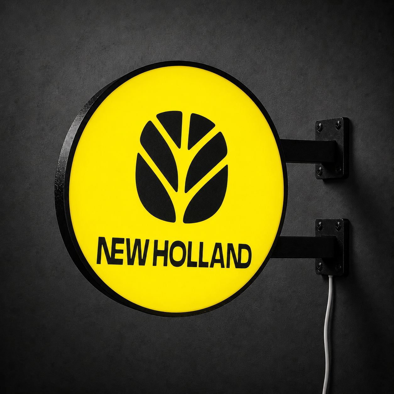Vintage New Holland LED sign — right view