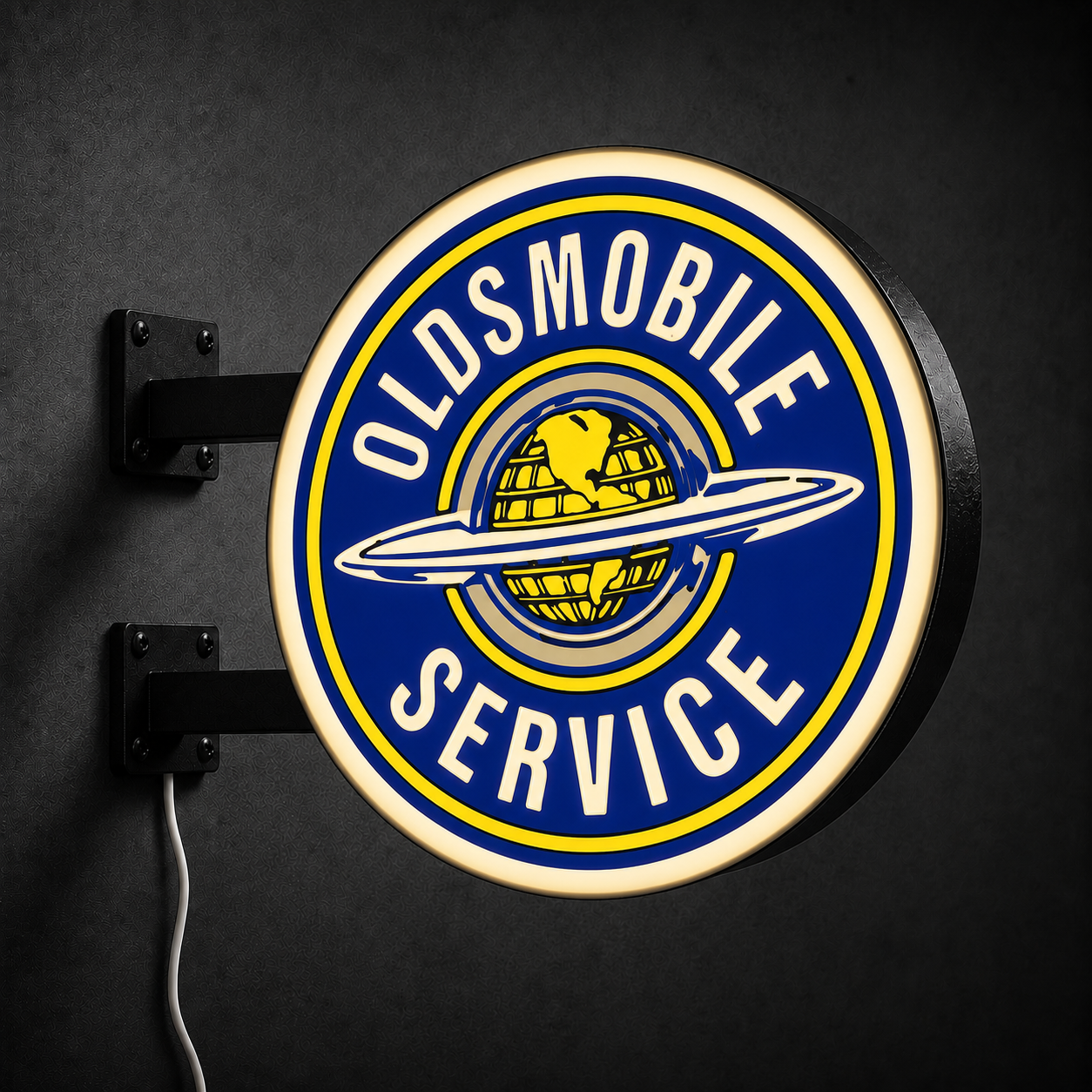 Vintage Oldsmobile LED sign — left view