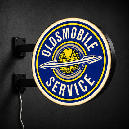 Vintage Oldsmobile LED sign — left view
