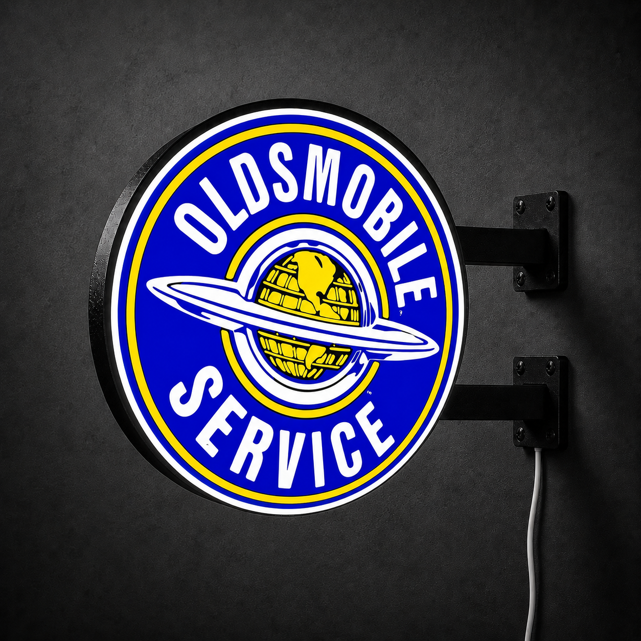 Vintage Oldsmobile LED sign — right view