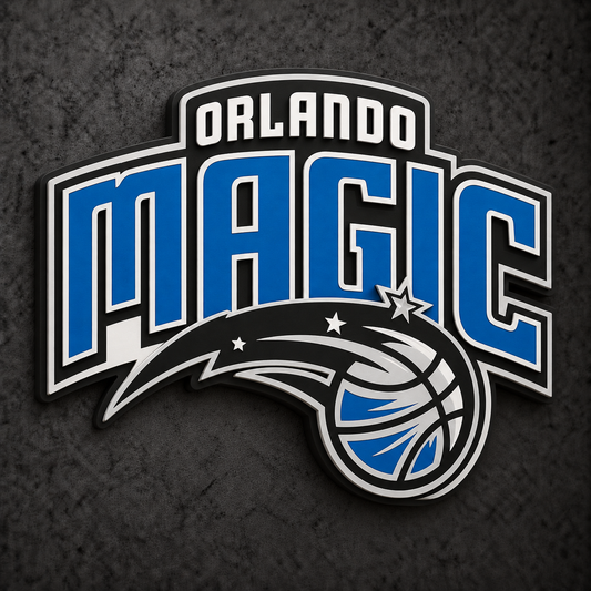 Orlando Magic 3D Plaque with raised layered artwork on a dark charcoal wall