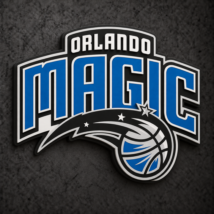 Orlando Magic 3D Plaque with raised layered artwork on a dark charcoal wall