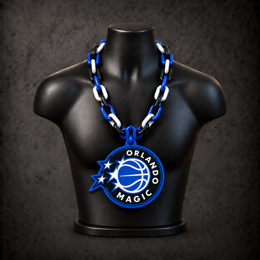 Orlando Magic Classic Hype Chain - royal blue / black / white chain on black display bust