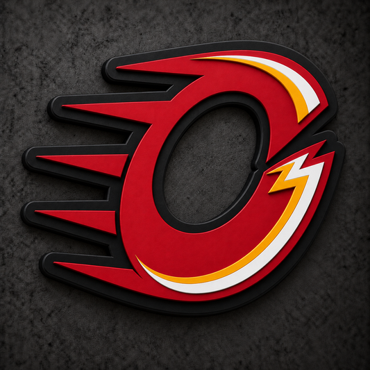 Ottawa Charge 3D Plaque with raised layered artwork on a dark charcoal wall