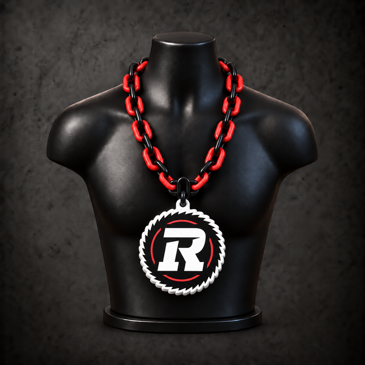 Ottawa Redblacks Classic Hype Chain - black / red chain on black display bust