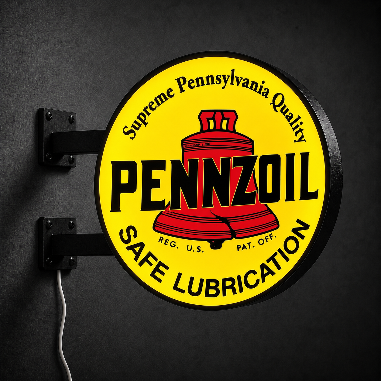 Vintage Pennzoil LED sign — left view