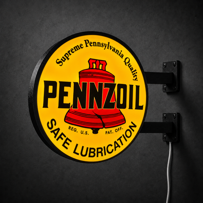 Vintage Pennzoil LED sign — right view