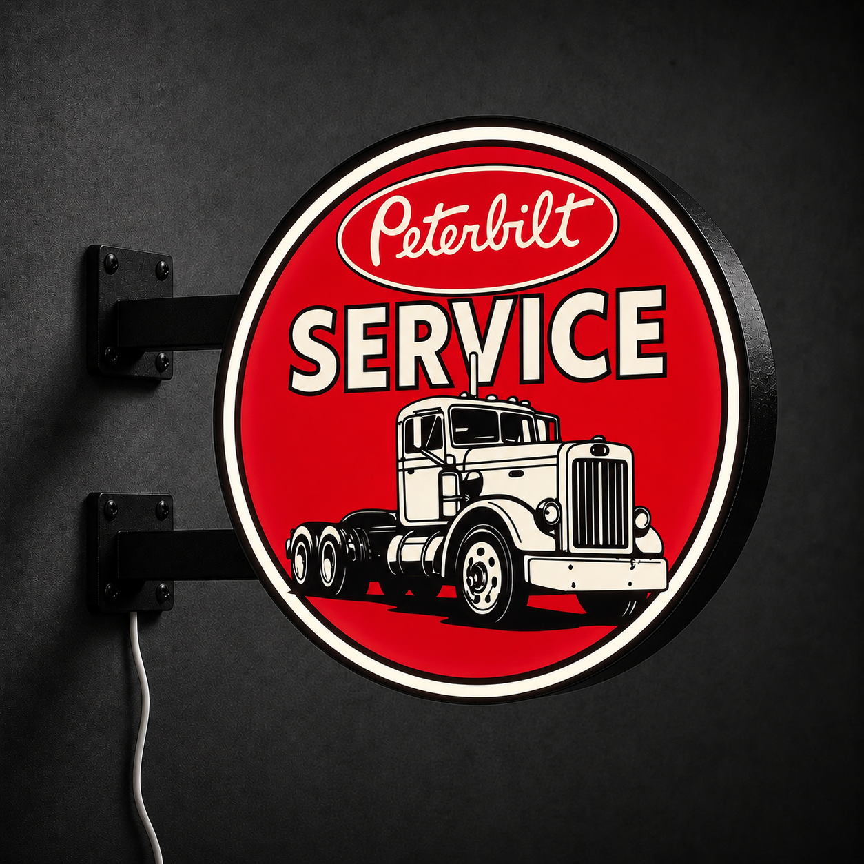 Vintage Peterbilt LED sign — right view