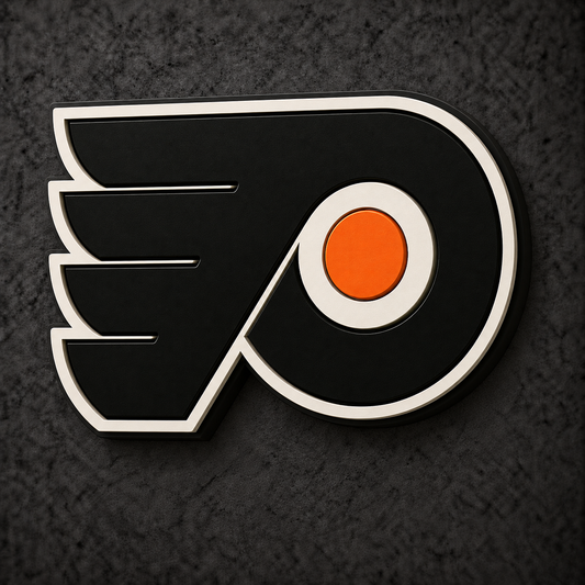 Philadelphia Flyers 3D Plaque with raised layered artwork on a dark charcoal wall
