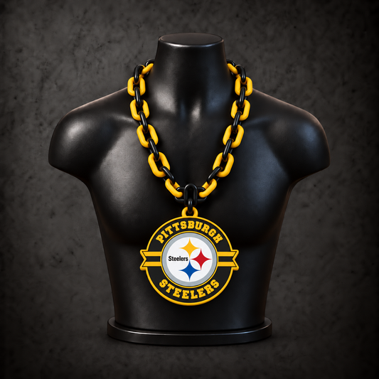 Pittsburgh Steelers Classic Hype Chain on black display bust - Sign Guy
