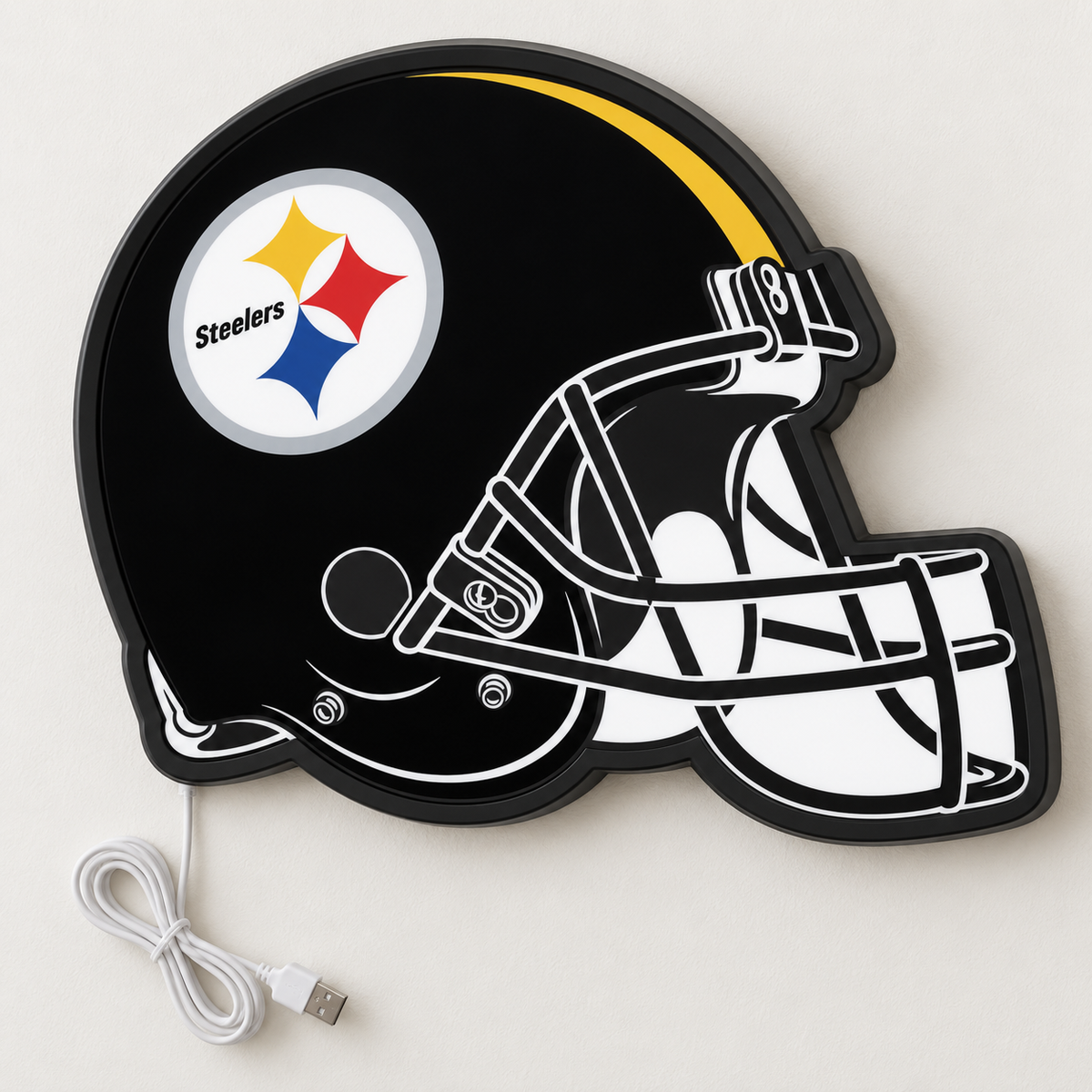 Pittsburgh Steelers Helmet LED Sign shown in daylight