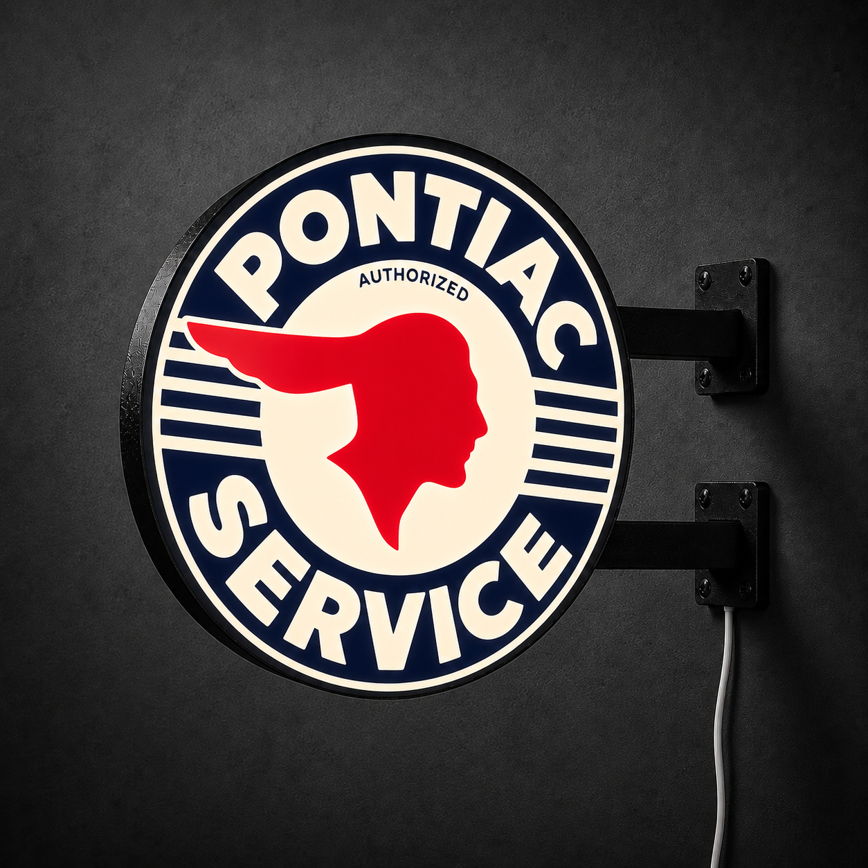 Vintage Pontiac Service LED sign — left view