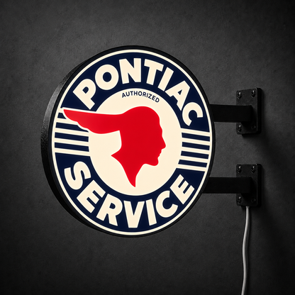 Vintage Pontiac Service LED sign — left view