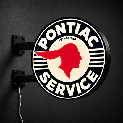 Vintage Pontiac Service LED sign — right view