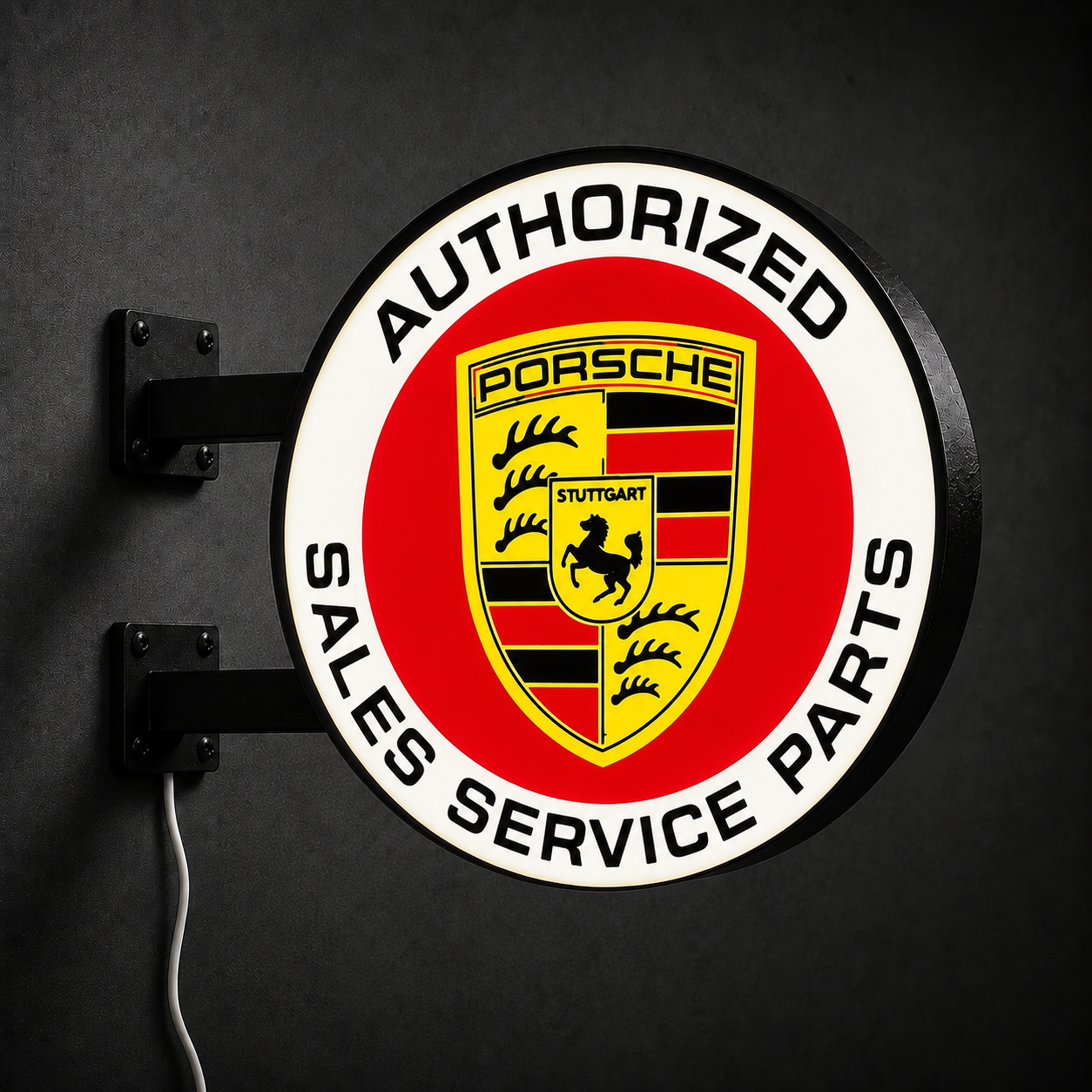 Vintage Porsche LED sign — left view