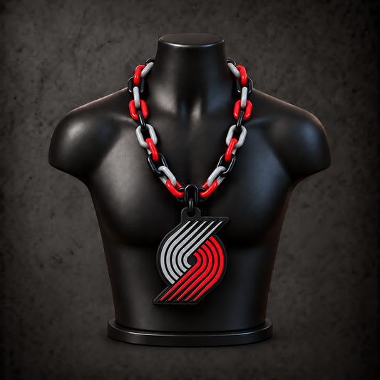 Portland Trail Blazers Classic Hype Chain on black display bust - Sign Guy