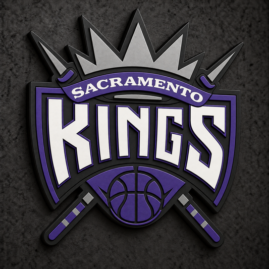 Sacramento Kings 3D Plaque with raised layered artwork on a dark charcoal wall