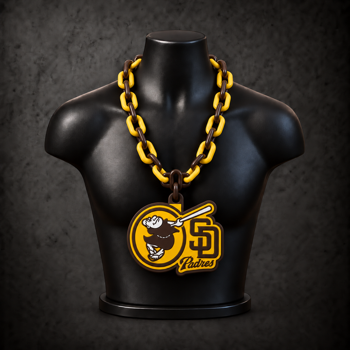 San Diego Padres Classic Hype Chain on black display bust - Sign Guy