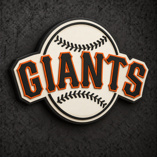 San Francisco Giants 3D Plaque with raised layered artwork on a dark charcoal wall