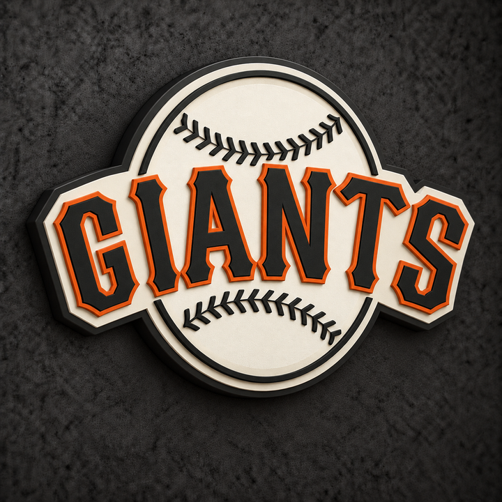 San Francisco Giants 3D Plaque with raised layered artwork on a dark charcoal wall