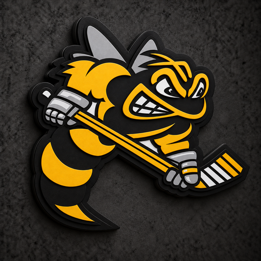 Sarnia Sting 3D Plaque with raised layered artwork on a dark charcoal wall