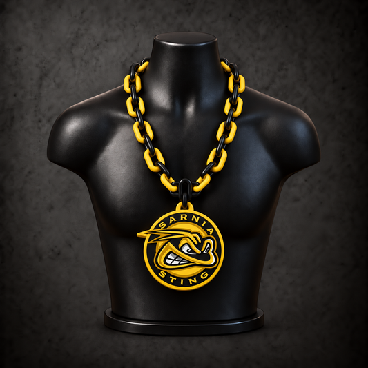 Sarnia Sting Classic Hype Chain on black display bust - Sign Guy