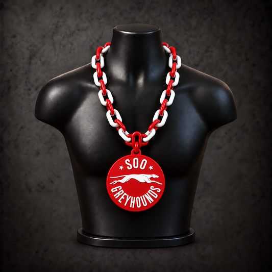 Sault Ste. Marie Greyhounds Classic Hype Chain on black display bust - Sign Guy