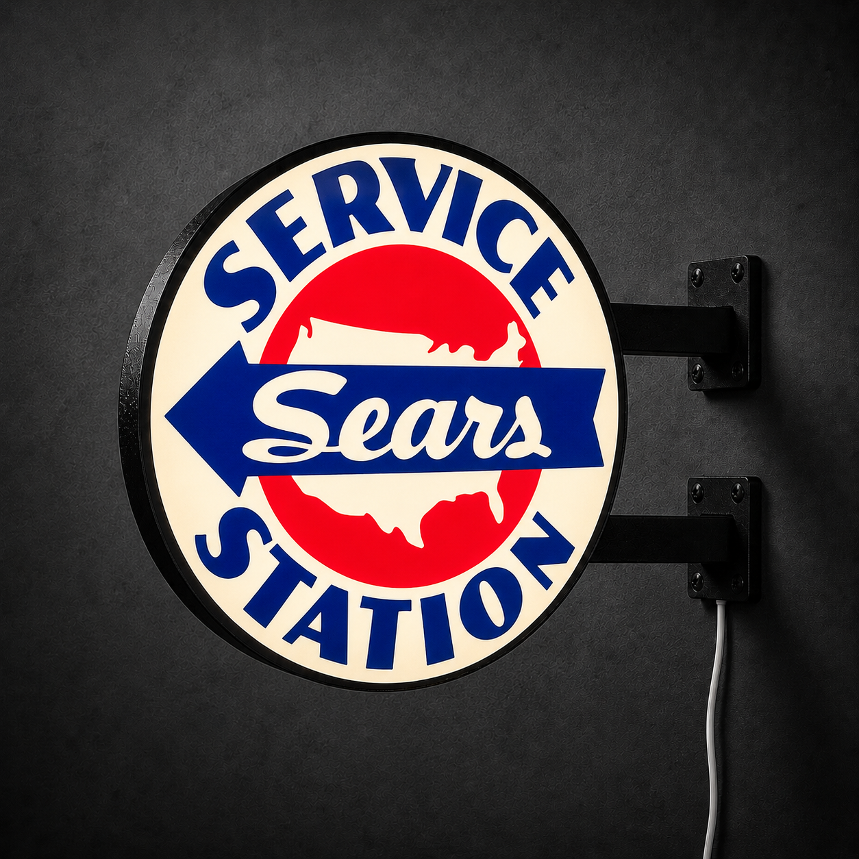 Vintage Sears Service Station LED sign — right view