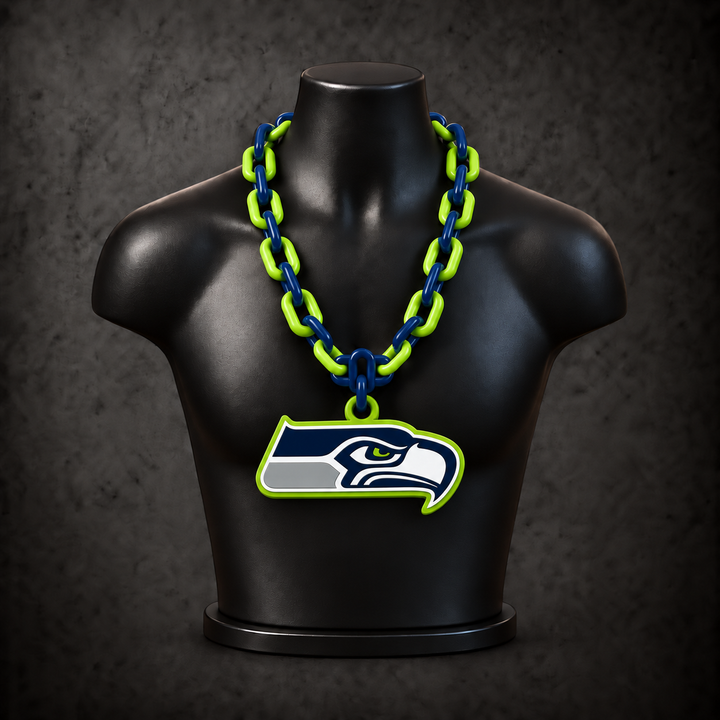 Seattle Seahawks Classic Hype Chain on black display bust - Sign Guy