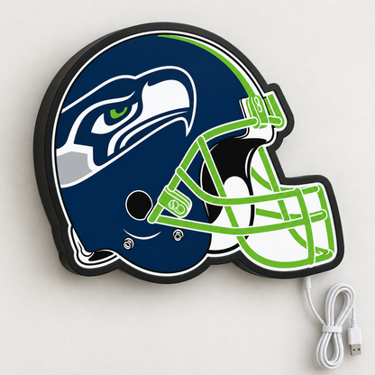 Seattle Seahawks Helmet LED Sign shown in daylight
