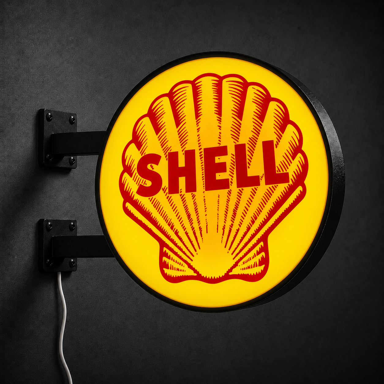 Vintage Shell Fuels LED sign — left view