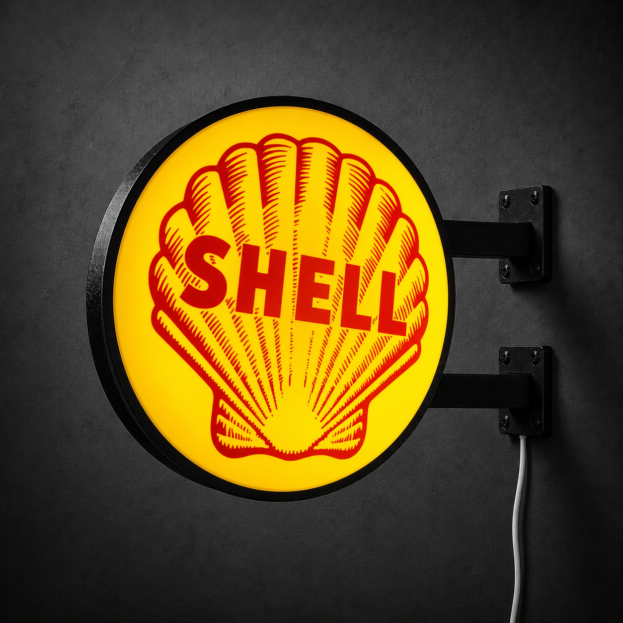 Vintage Shell Fuels LED sign — right view